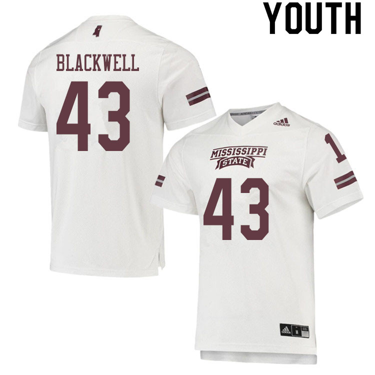 Youth #43 Paul Blackwell Mississippi State Bulldogs College Football Jerseys Sale-White